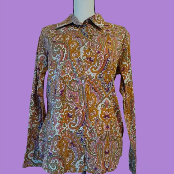Etro Tops - ETRO Psychedelic Paisley Pattern Cotton L 16